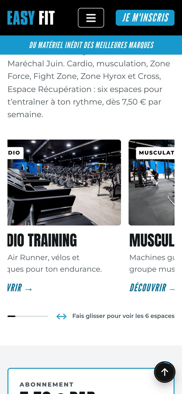 Le site Easy Fit sur smartphone