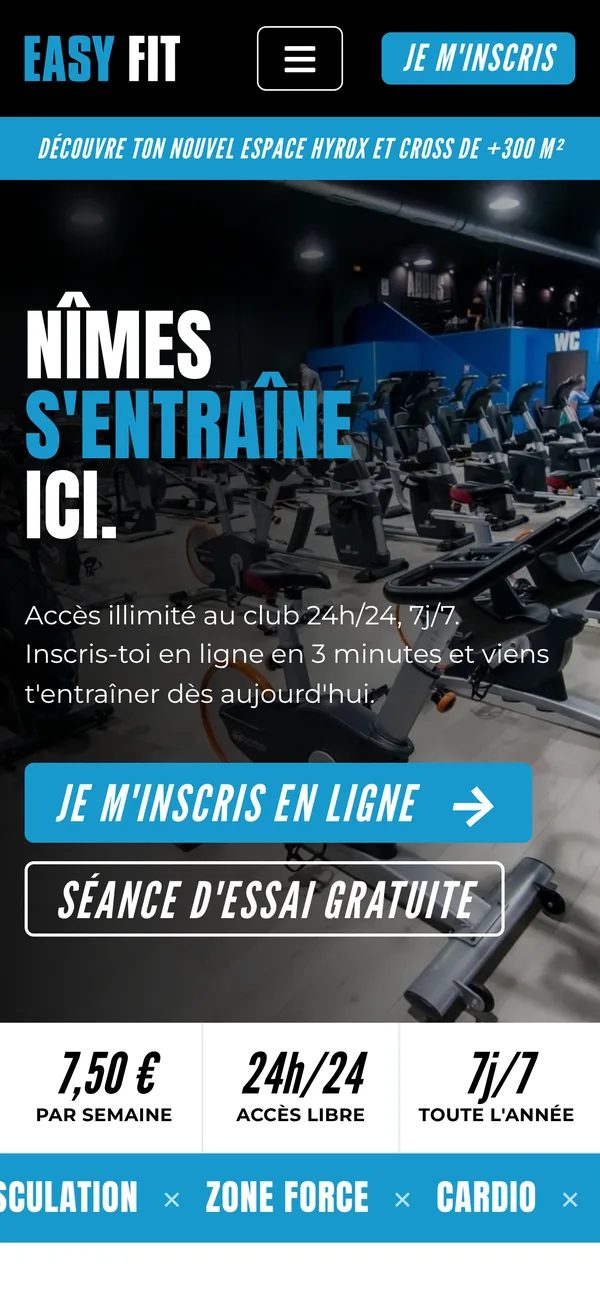 Le site Easy Fit sur smartphone