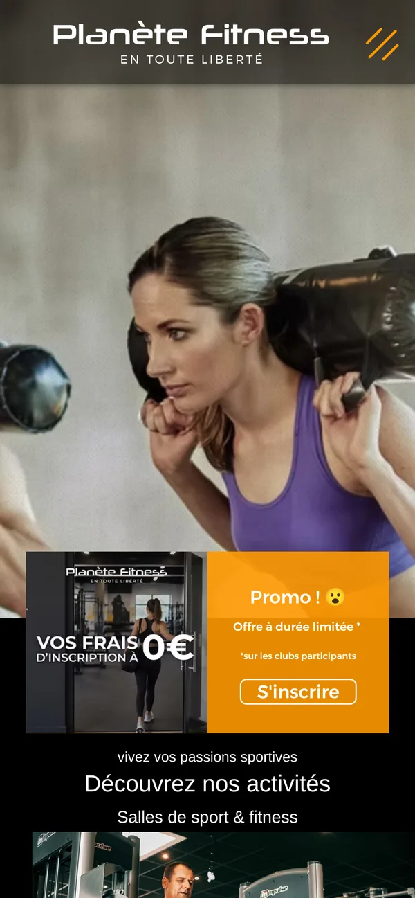 Le site Planète Fitness sur smartphone