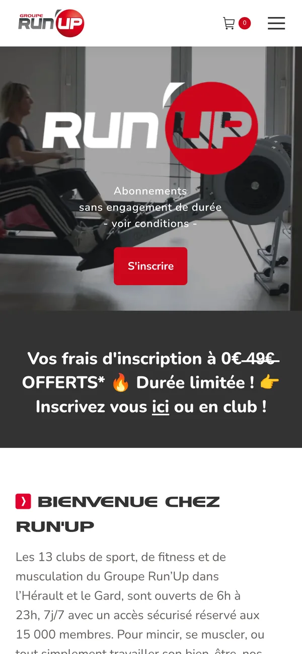 Le site Run'UP sur smartphone